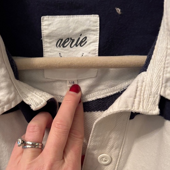 Aerie Navy and White Striped Sweatshirt - Picture 2 of 4